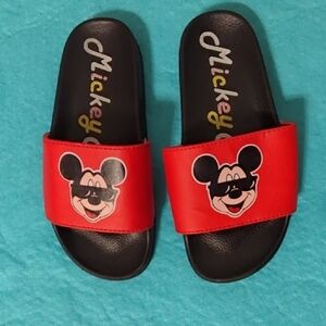Disney Red and Black Mickey Slide Sandals for Kids